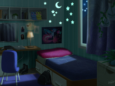 Room Concept Night concept art design digital 2d illustration room