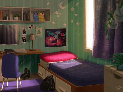 Room concept afternoon concept art design digital 2d illustration room