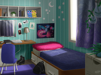 Room concept morning concept art design digital 2d illustration room