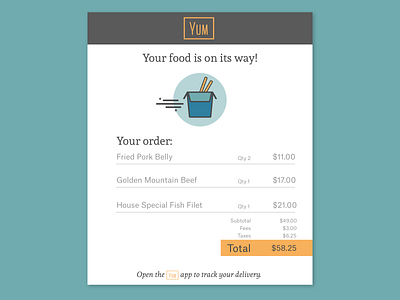 Food App Email Receipt 017 chinese food dailyui design email receipt food icon receipt ui ux yum