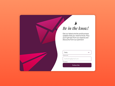 Subscribe Card 026 address alerts card daily dailyui design email frequency newsletter pop up subscribe ui updates ux