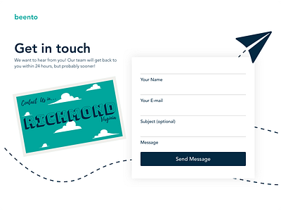 Contact Us | Beento 028 beento card contact contact us dailyui design email form travel trips ui ux