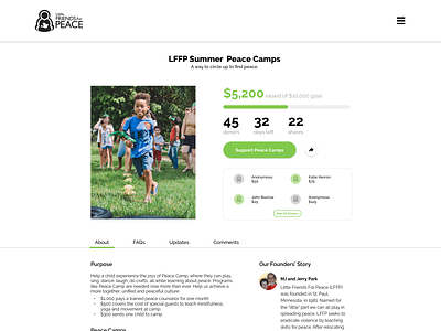 Crowdfunding Campaign | LFFP 032 backers campaign crowdfunding crowdfunding campaign dailyui design donors funds lffp little friends for peace nonprofit ui ux