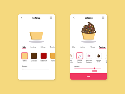 Customize Product bakery choice choose cupcake cupcakes custom customize customize product dailyui decorations design frosting icing phone product sprinkles ui ux