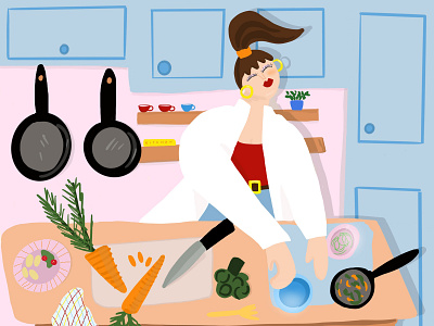 In the kitchen illustration
