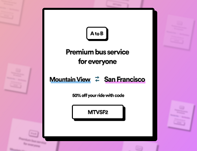 Discount flyer concept bold bus flyer minimal mountain view san francisco shadow startup ui website