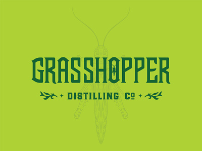 Grasshopper Distillery alcohol branding design graphic design illustration logo typography