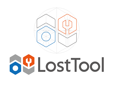 Lost Tool arrow cross hexagon icon logo screw nut wrench