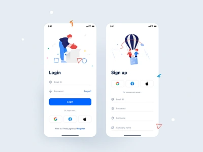 Login and Sign up Screens app app design beauty clean clean ui illustration ios login login screen minimalism onboarding onboarding illustration signup ui design