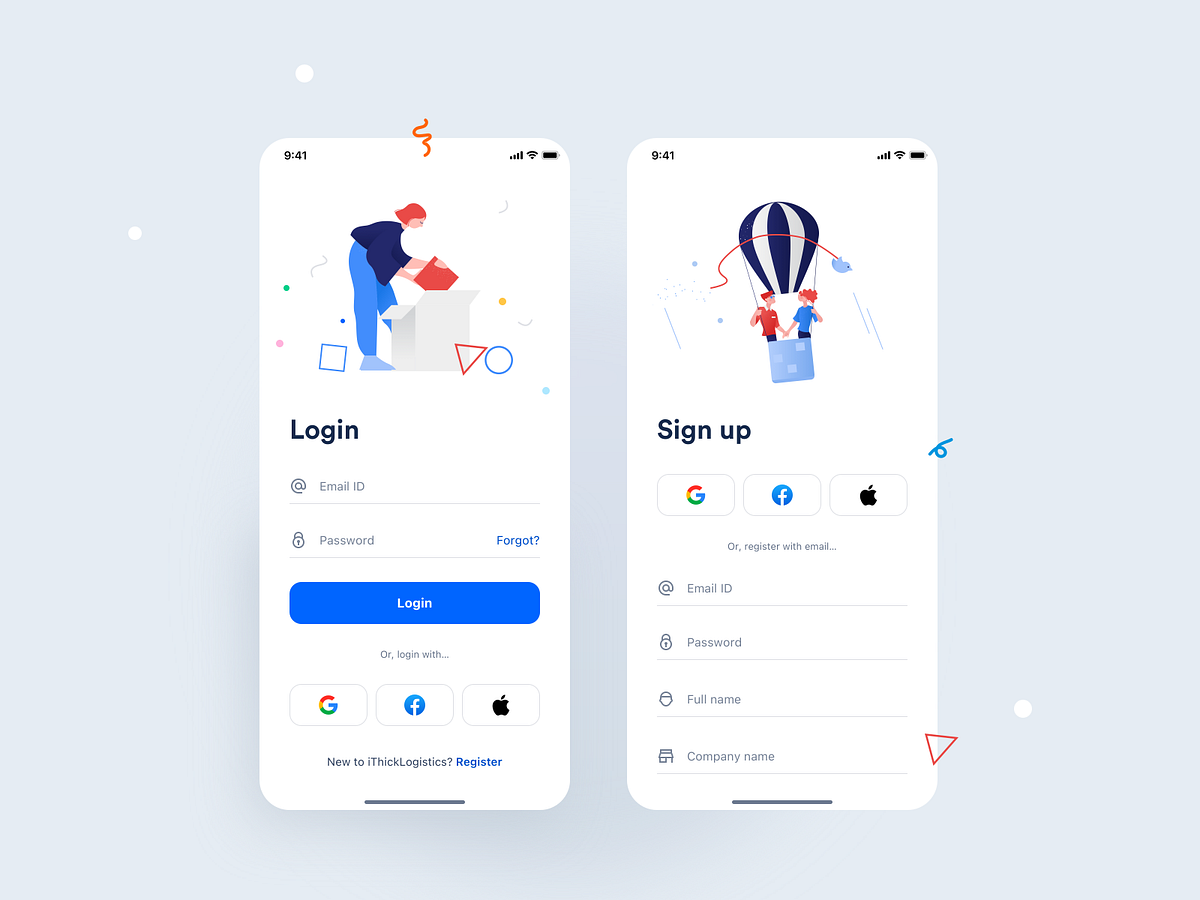 Login and Sign up Screens by Deekshith Salian on Dribbble