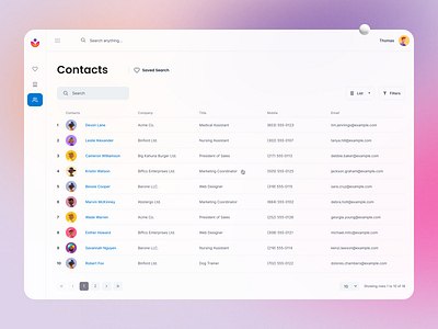 Dashboard Design beauty clean design clean ui contact contact list dashboad dashboard dashboard app dashboard design dashboard flat design dashboard template dashboard ui design list ui list view product design ui design web dashboard