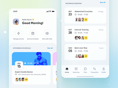 Fitness App dope fit fitness home home screen ios ui latest trends mobile mobile design mobile design ui mobile ui schedule ui ux workout workout ui