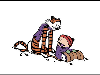 Calvin and Hobbes calvin and hobbes comic illustration sled snow tiger winter