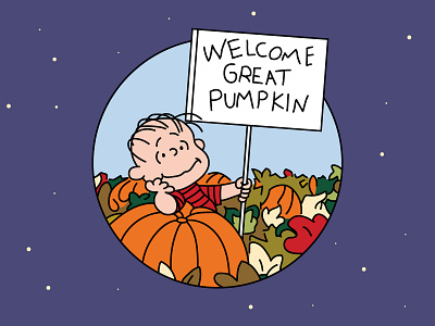 Welcome Great Pumpkin! adobe illustrator charlie brown comics great pumpkin halloween illustration linus peanuts pumpkin pumpkin patch