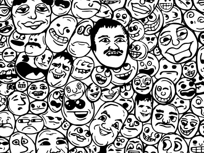 Comic Heads (cropped) black and white comic heads illustration