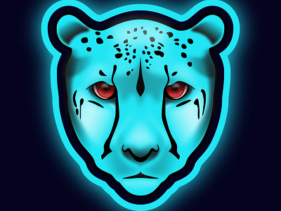 Illuminated Panther blue cheetah glow illustration panther red eyes tiger