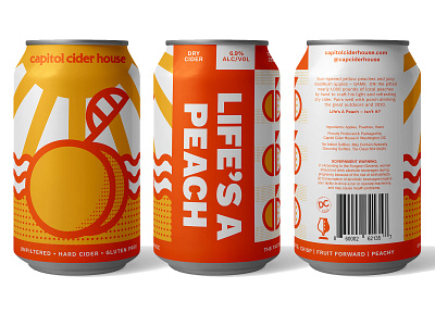 Peachy beach branding can capitol cider house cider geometric illustration packaging peach suns out buns out