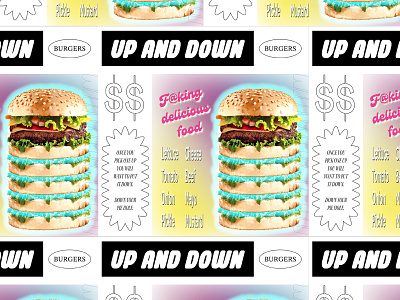 up n down 01 branding burger joint design dropshadows glow graidients initially ugly really fun to make skewed type