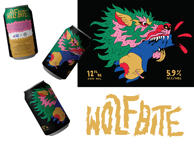 Wolfbite branding can hand drawn illustration lettering packaging wolf
