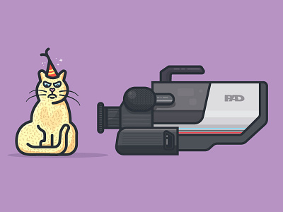 Internetz 1980s cat clean illustration meow modern monoline video camera vintage