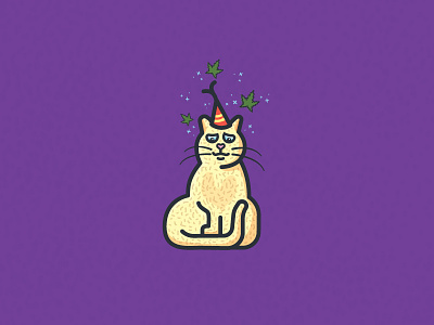 Sir Puffs Alot illustration kitty leaf line pot purple smoke