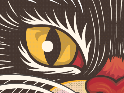 Thunder Cat black cat halftone illustration line art texture vintage