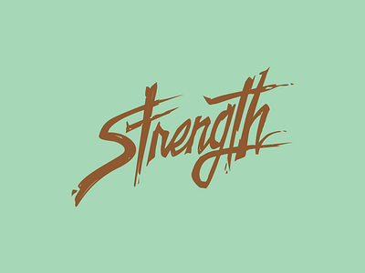 Strength copper illustration lettering paint script strength type