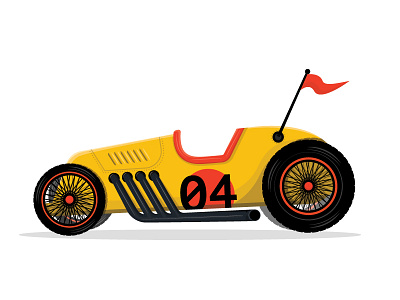 El Quatro 1920s flat illustration race car roadster simple wip