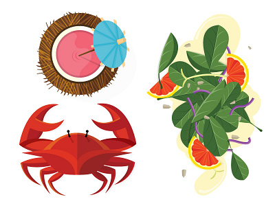 Summer Grubbin coconut crab flat illustration vector wip