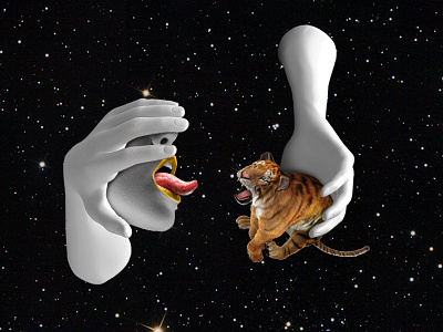 Hangry collage face fantasy hands magic photoshop sexy space tiger trip