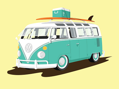 Microdose bus flat microbus surfing vector vintage volkswagen