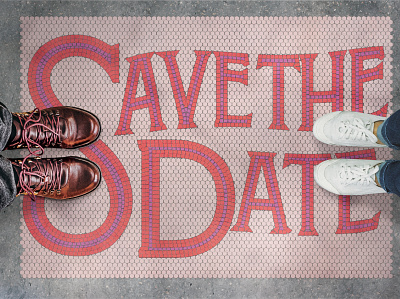 Save The Date Flat V2 RGB bad photoshop fauxsaic illustration marriage save the date shoes tile