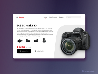 Single product page app camara canon clear daily ui dailyuichallenge design e commerce figma inspiration interface product page simplicity ui ux uxui web