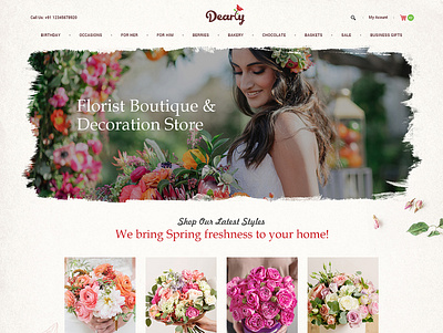 dearly web template blogging boutique decoration design fashion floral flowers mobile app design ui ux ux vector website wedding