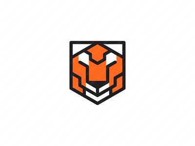 Tigerbox animal branding cat cube flat color logo nature orange simple tiger vector