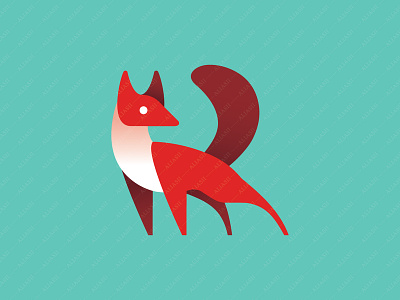 Red Fox Logo animal branding canine cute design flat color fox green icon illustrator lineless logo nature red simple teal vector