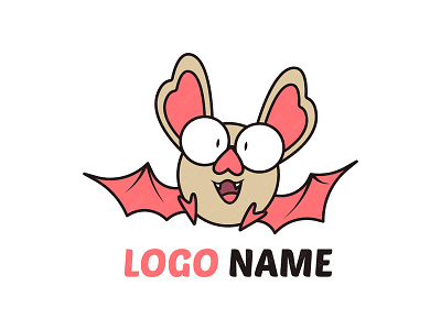 Bat Mascot Logo animal bat branding cute design flat color glasses icon illustration logo logo animal mascot nature pink vector wings