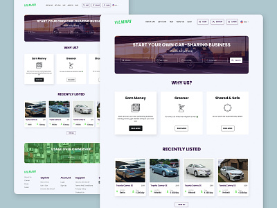 Vilmari - Car Sharing Business Landing Page 2022 adobexd business car carbusiness carsharing design finland landing landingpage modern own page sharing ui usa ux vilmari webdesign website