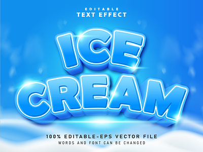 3D Editable Ice Cream Text Effect cold ice cream