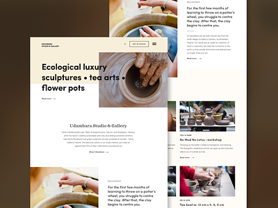 Landing page for a pottery studio brown clay content heavy elegant landing page minimal minimalistic pottery simple typography ui
