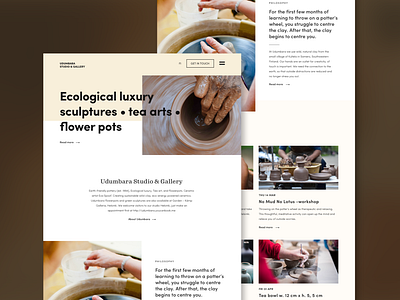 Landing page for a pottery studio