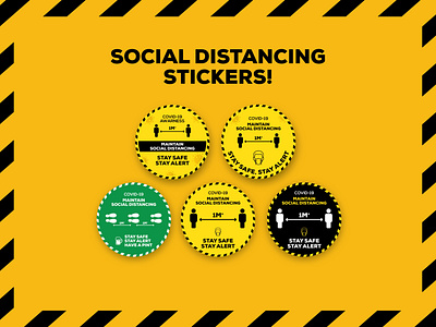 Social Distancing Stickers | Covid-19 coronavirus covid 19 fiverr floor sticker glass stickers illustration safety sign stickers wall stickers