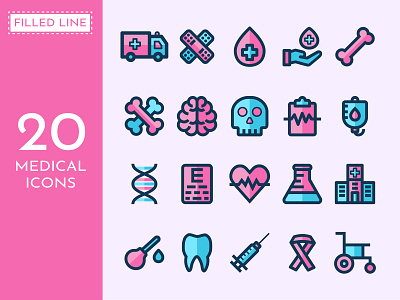 Medical Icons (Filled Line) filled line icons flat color flat icons icon icon artwork icons design icons set medical icons ui user experience ux ui
