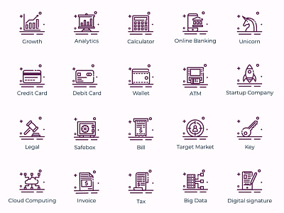 Set of Fintech icons design flat icons icon icon artwork icon design icons design icons set illustration outline icons user inteface