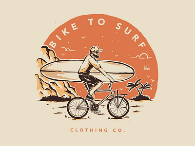 Bike to surf badge design cloth design hand drawn illustration logotype tshirt design typography vector vibes vintage