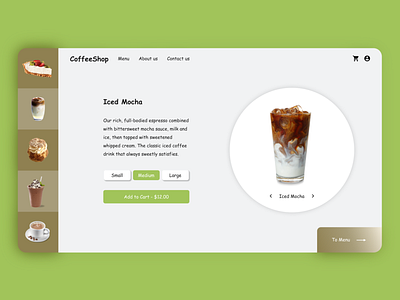 Coffee Shop Web Design brown cafe coffee design designer green product page simple design ui ui design web web design webdesign website website design