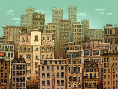 Evening - Sand City city illustration landscape