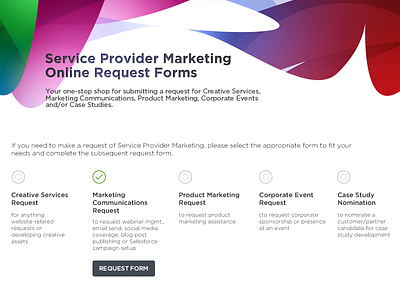Online Request Forms page colors parallels radiobutton request web design