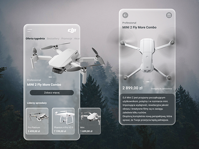 Dronestore Application Concept camera concept design dji drone glassmorphism mavic mobile mobile app design polish product