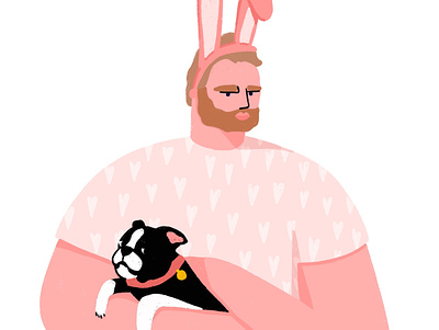 Easter Bunny art boston terrier boy bunny character character design digital digital art dog drawing easter easter bunny illustration man pet